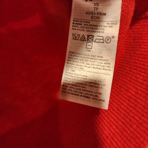 Banana Republic Italian Merino Wool Blend Sweater Orange Preppy Outdoors XS - Picture 9 of 13